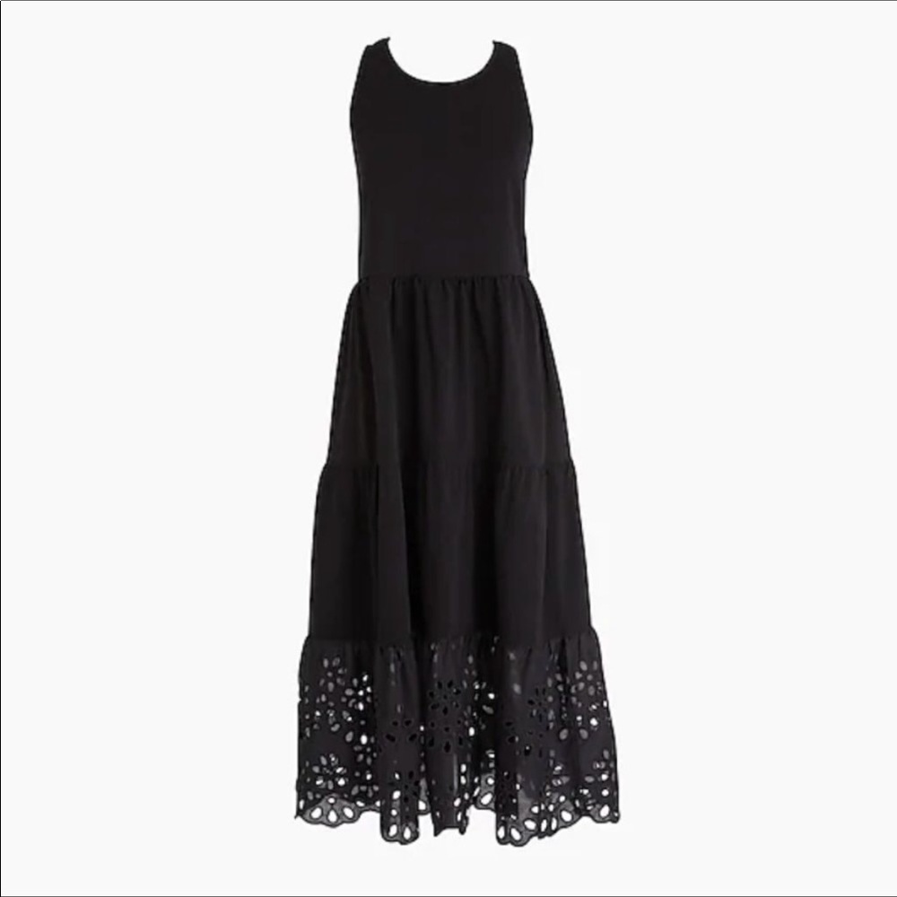 J. Crew sleeveless tiered maxi dress, eyelet trim